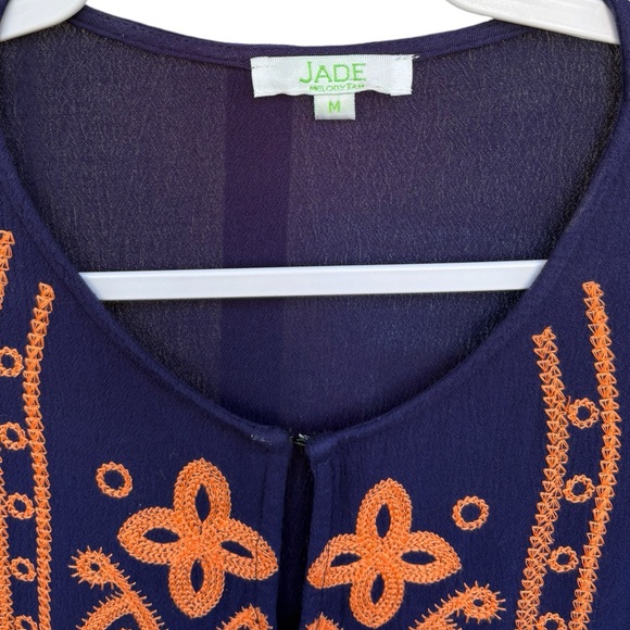 Jade Embroidery Design Bohemian Style Shirt With Bell Sleeves Size M - Picture 3 of 5